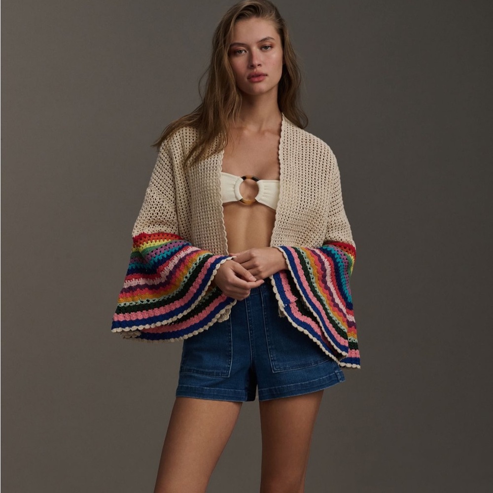 By Anthropologie flared crochet cardigan